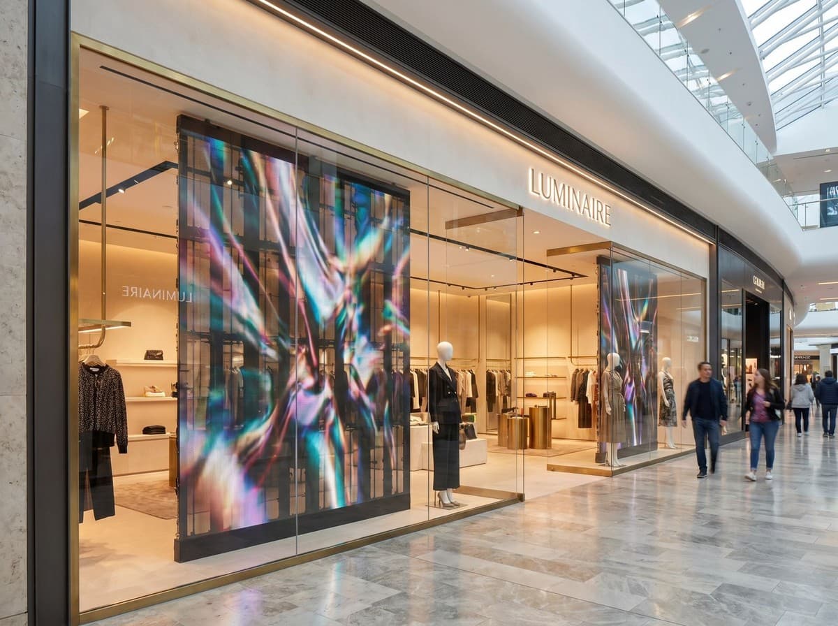 Magazin Luminaire cu perete LED iridescent în vitrină